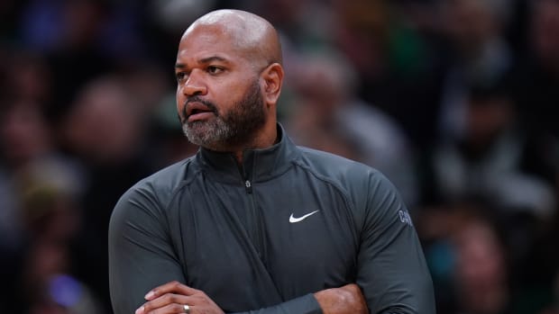 Dec 12, 2023; Boston, Massachusetts, USA; Cleveland Cavaliers head coach J. B. Bickerstaff watches from the sideline as they take on the Boston Celtics at TD Garden.